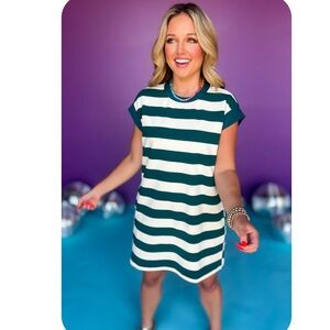 Entro Green Stripe Dress - L & NWT